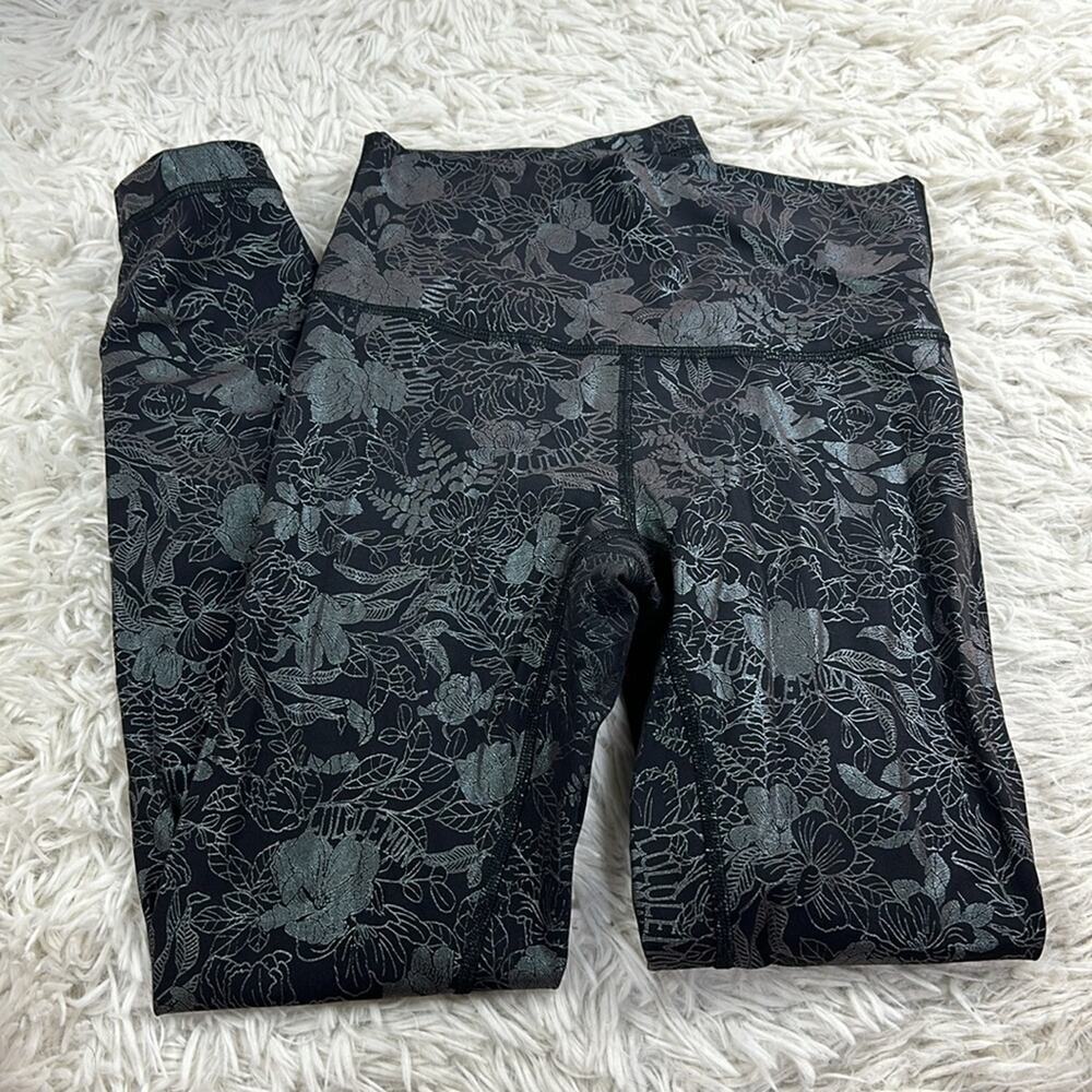 Lululemon Wunder Under High-Rise Tight 25" *Shine Logo Flourish Black Iridescent